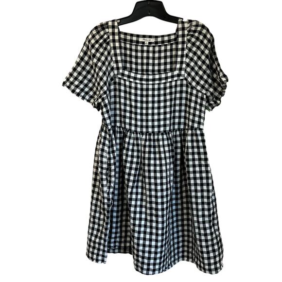 Madewell Black and White Gingham Mini Dress - Picture 2 of 8